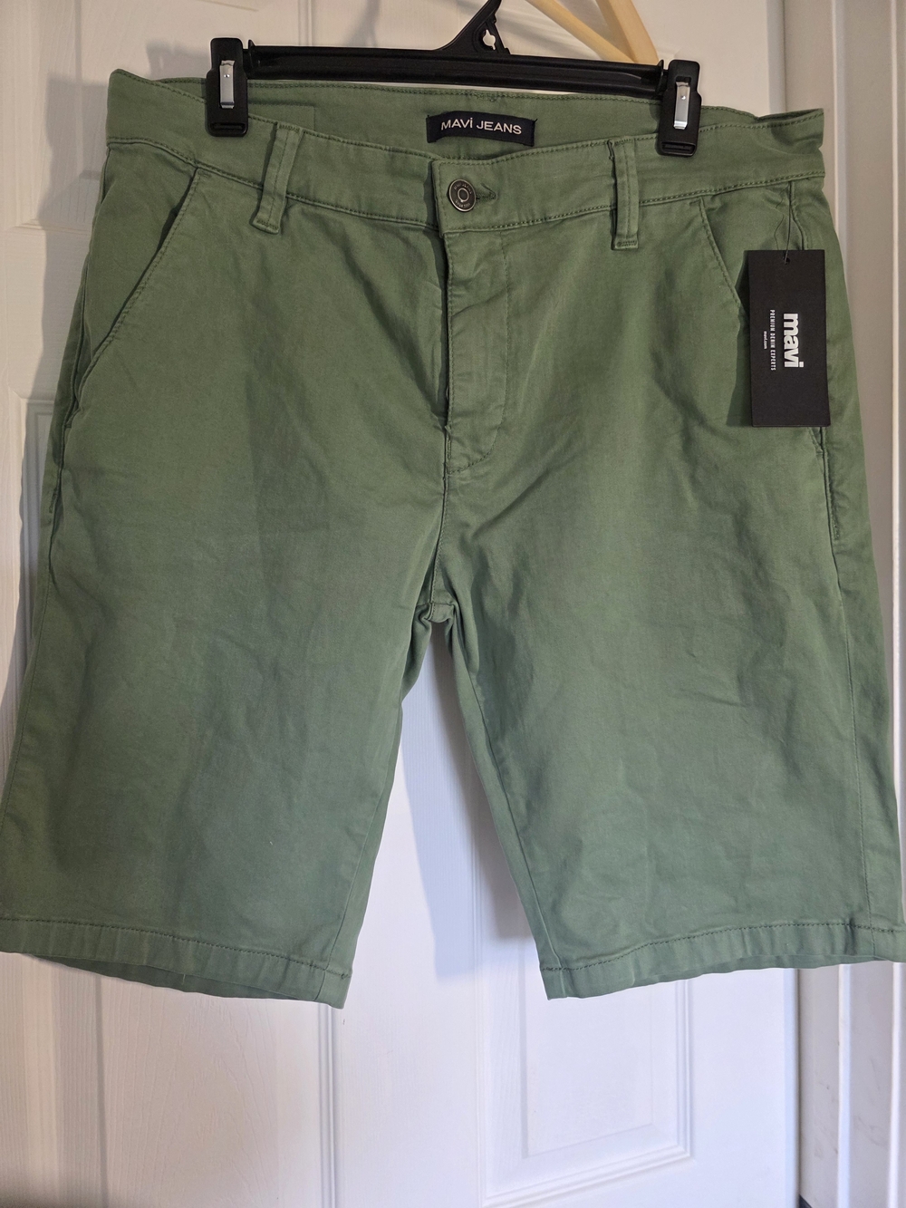 NWT Mavi Jacob Chino Short Men Green Size 34 Logo Normcor See Pics & Description